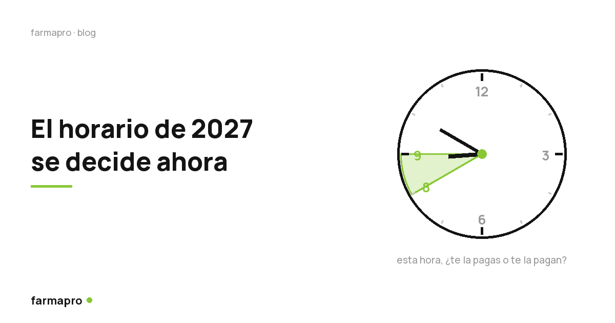 Reloj con la última hora de la tarde marcada: el horario de 2027 se decide ahora